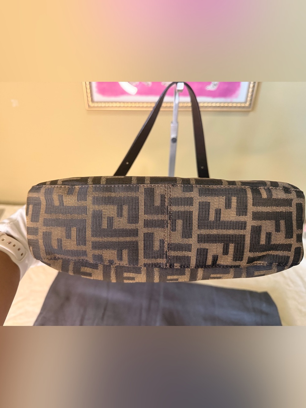 Fendi Brown and Black Zucca Canvas Mamma Baguette Shoulder Bag - Picture 10 of 16